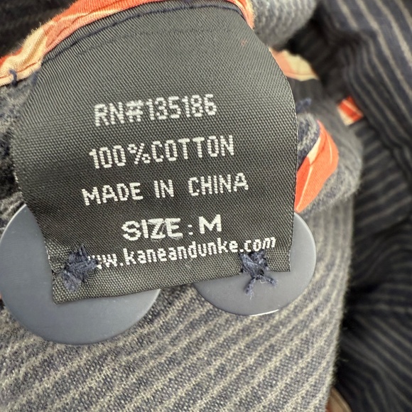 Kane Unke Jacket Men Medium Black Gray Stripes Canvas Button Up Shirt Military - Picture 9 of 13